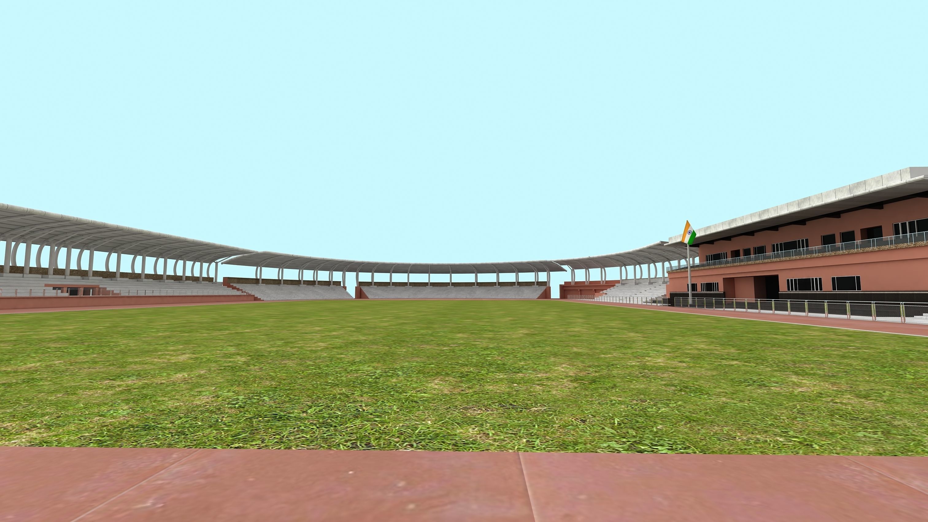 Chhatrasal Stadium Delhi   Low-poly 3D model_9