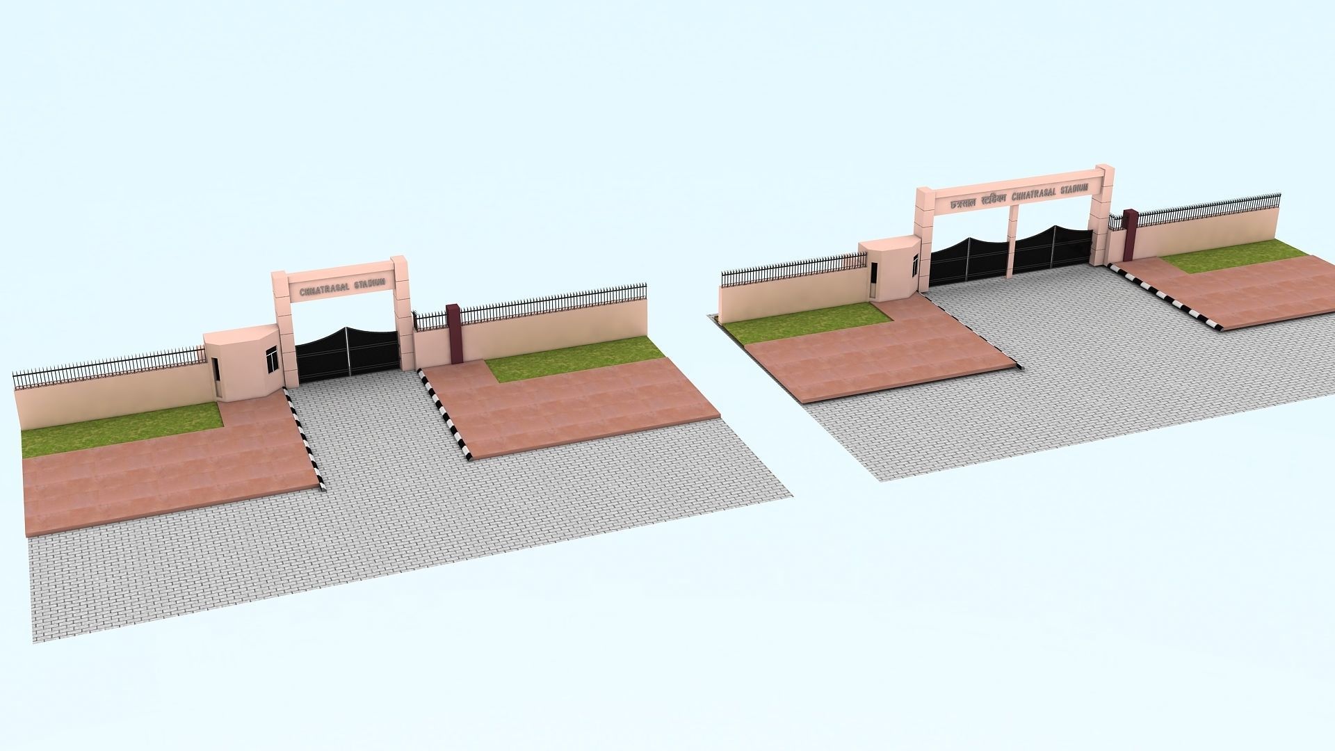 Chhatrasal Stadium Delhi   Low-poly 3D model_3