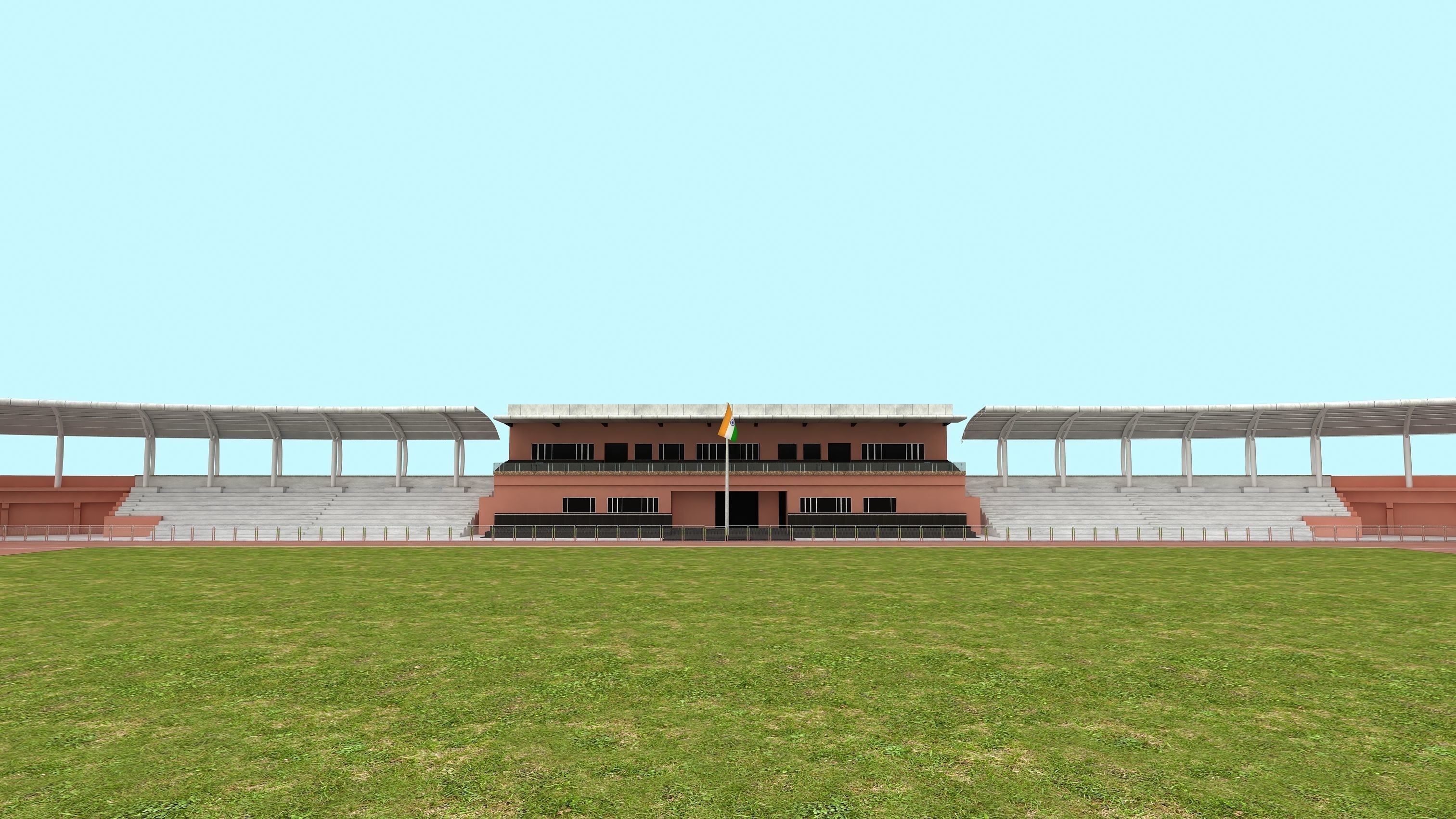 Chhatrasal Stadium Delhi   Low-poly 3D model_7