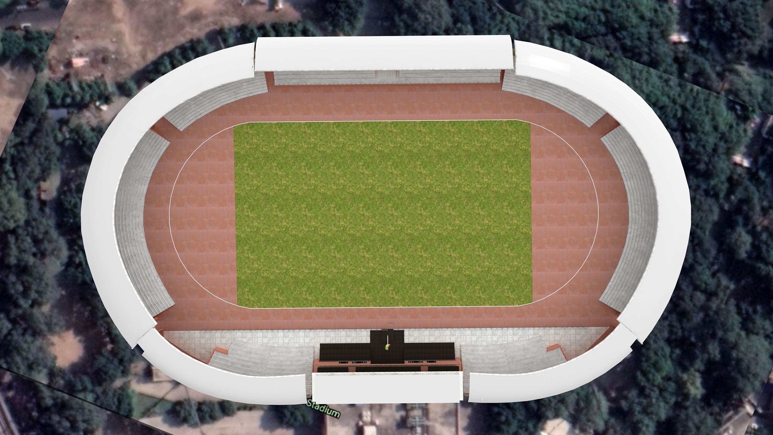 Chhatrasal Stadium Delhi   Low-poly 3D model_4