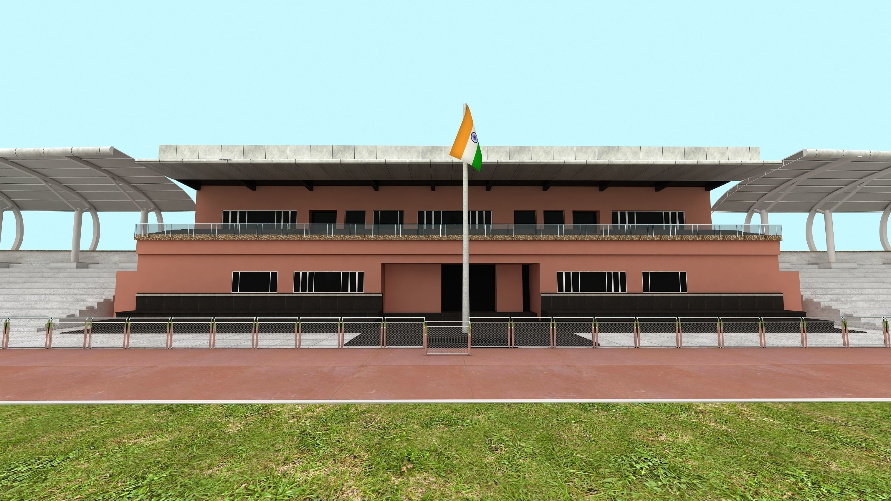 Chhatrasal Stadium Delhi   Low-poly 3D model_6