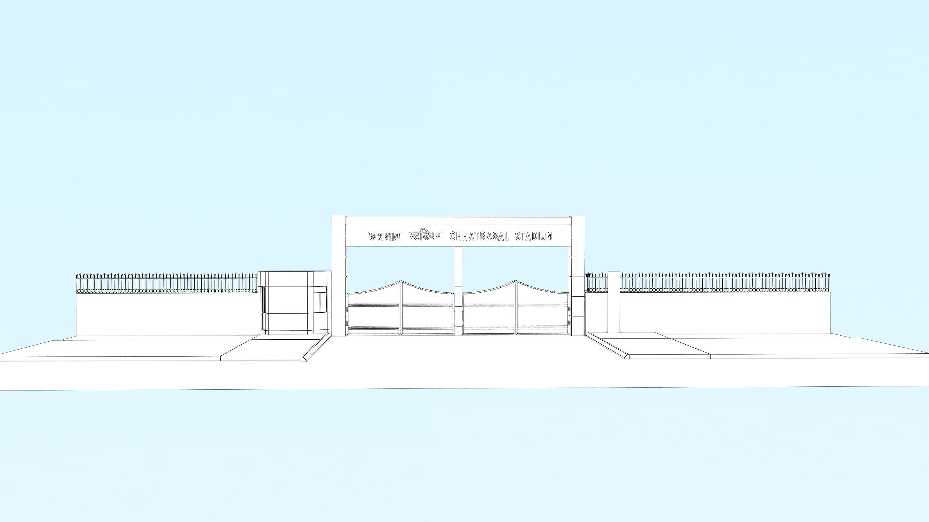 Chhatrasal Stadium Delhi   Low-poly 3D model_11