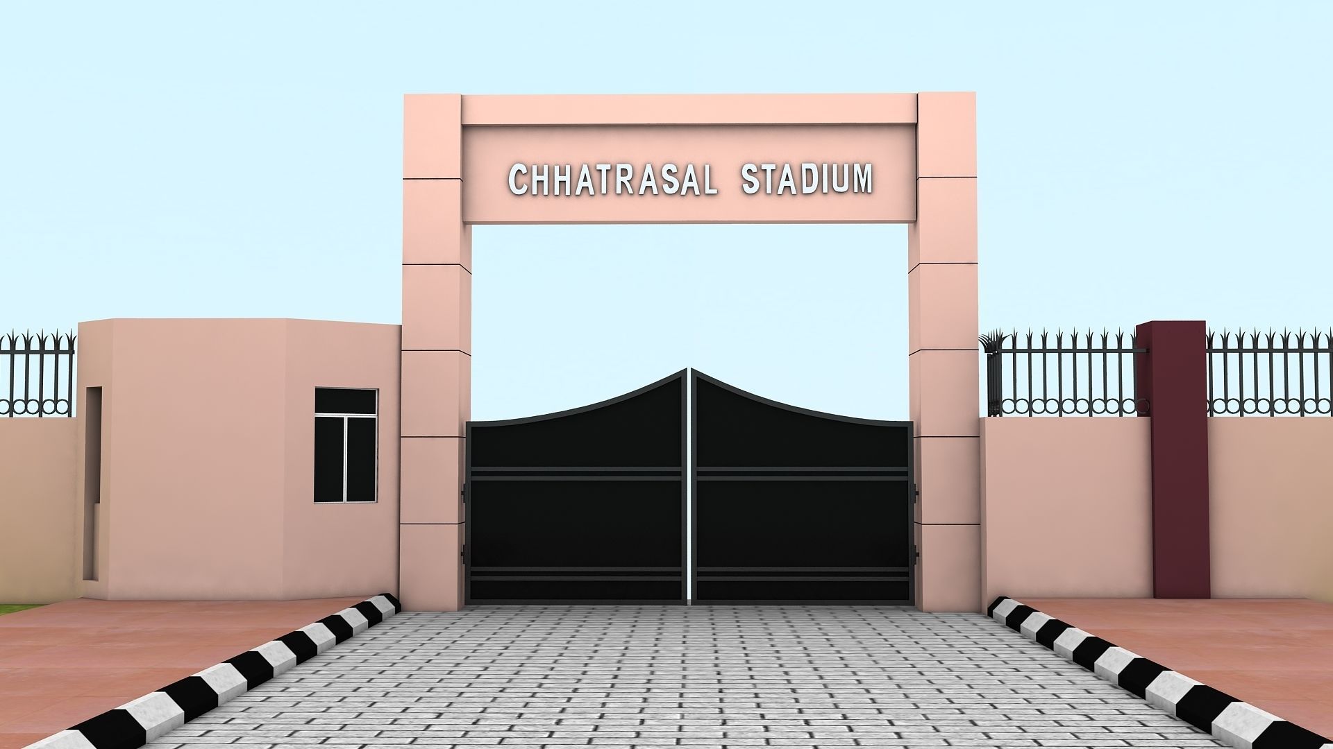 Chhatrasal Stadium Delhi   Low-poly 3D model_2