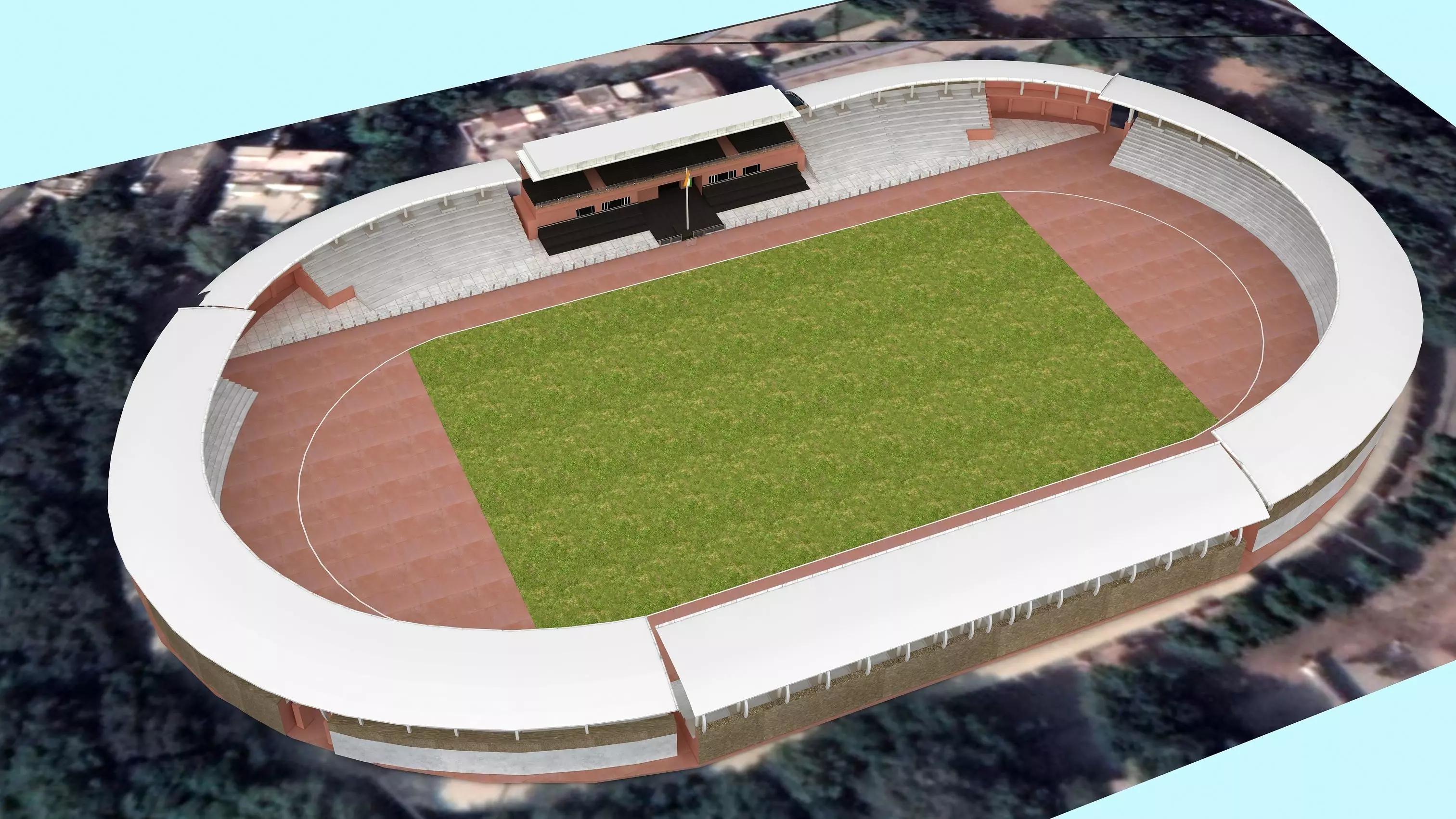 Chhatrasal Stadium Delhi   Low-poly 3D model_0