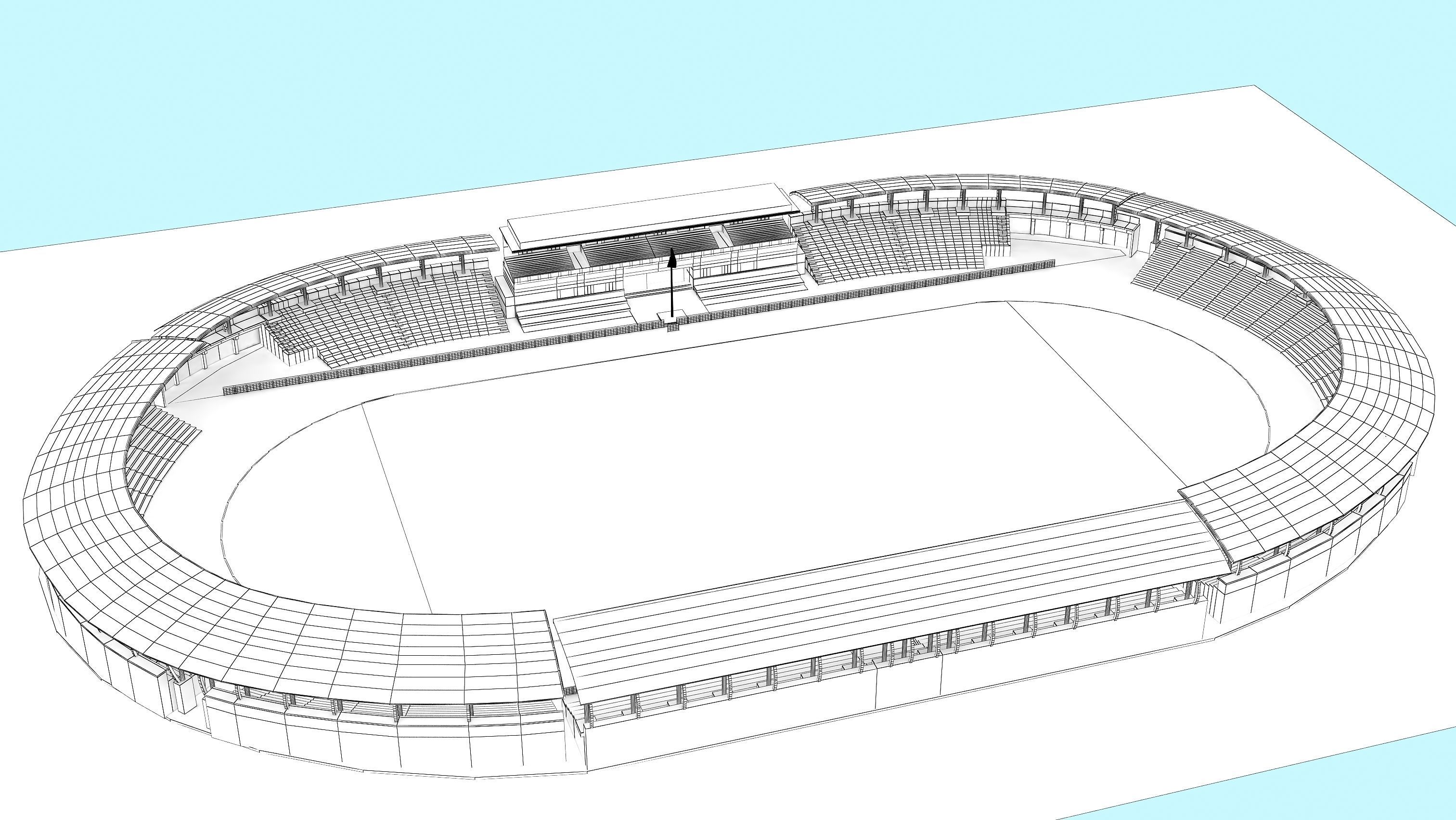 Chhatrasal Stadium Delhi   Low-poly 3D model_13
