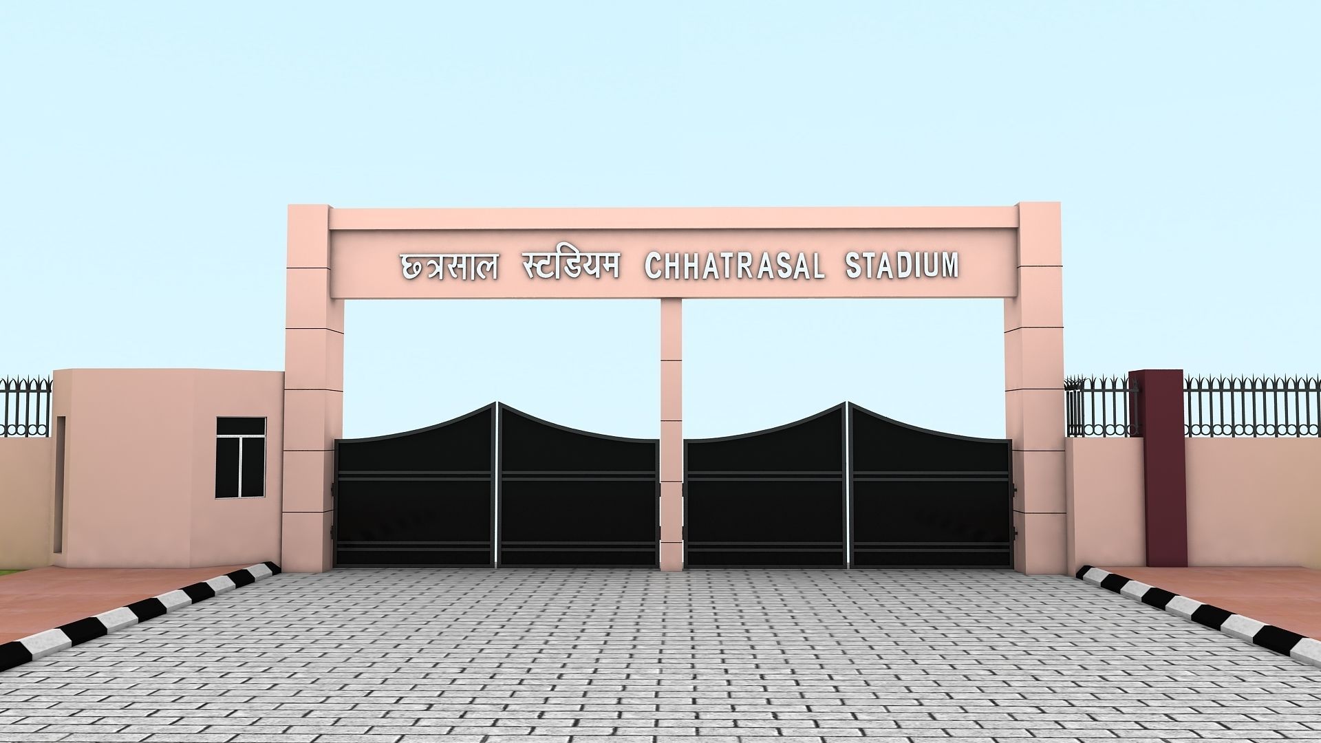 Chhatrasal Stadium Delhi   Low-poly 3D model_1