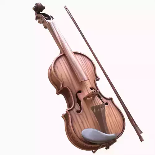 Stylized Wood Violin Low-poly 3D model