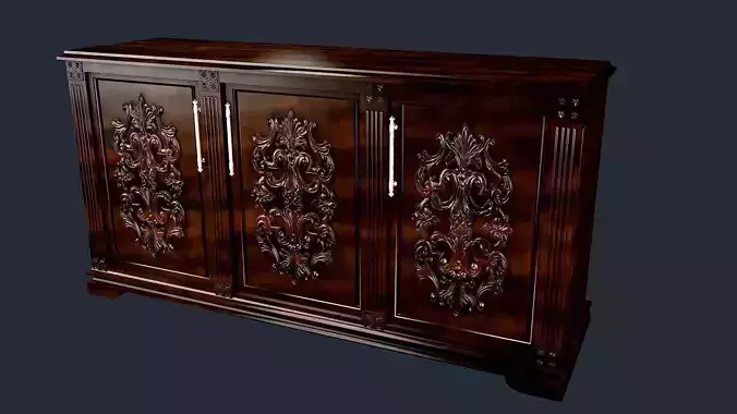 CONSOLE wooden sideboard with ornate carvings