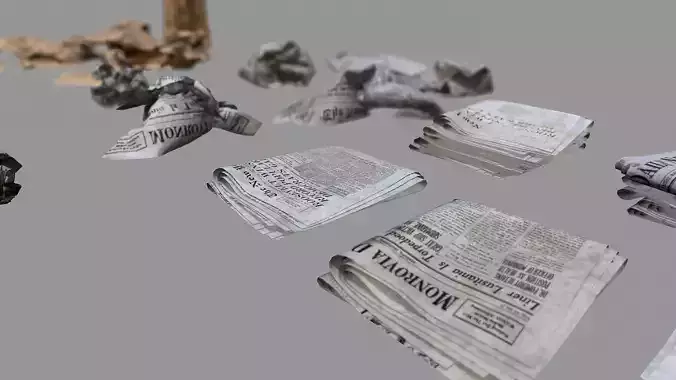 Paper Trash PBR Game Ready Low-poly 3D model