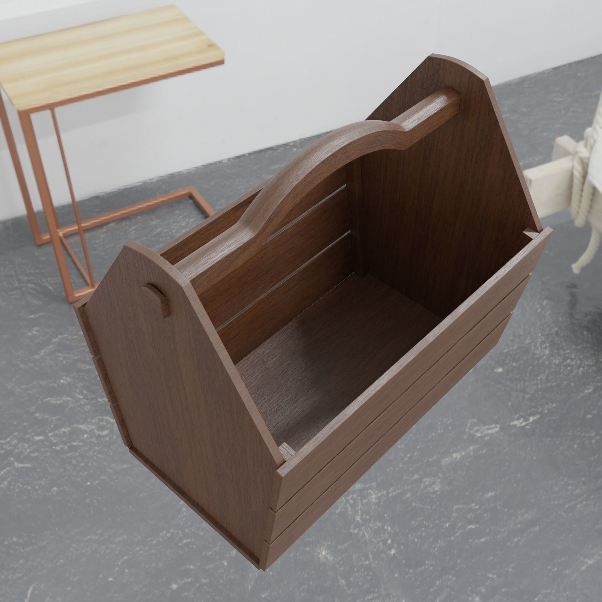 Wooden Basket 3D model_1