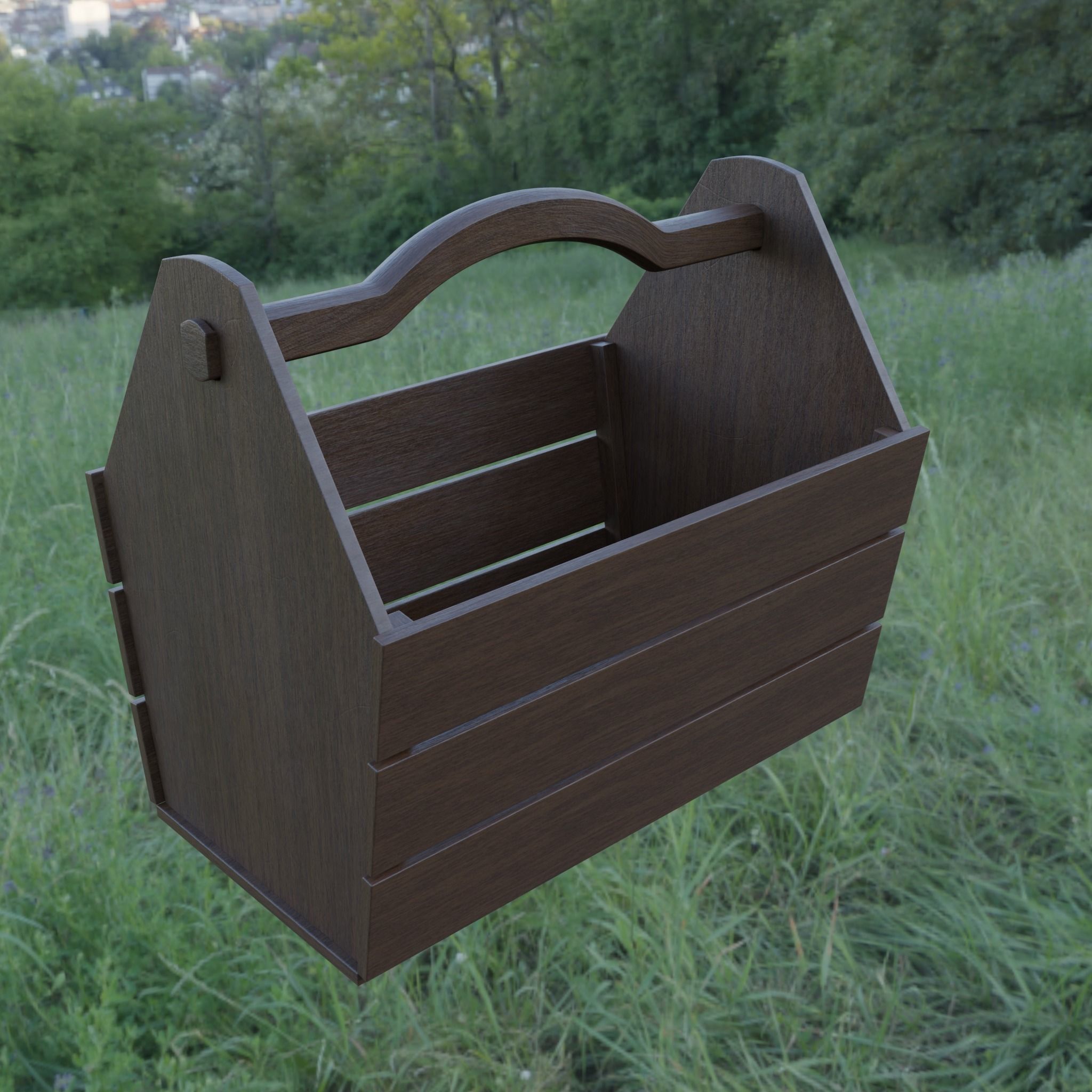 Wooden Basket 3D model_2
