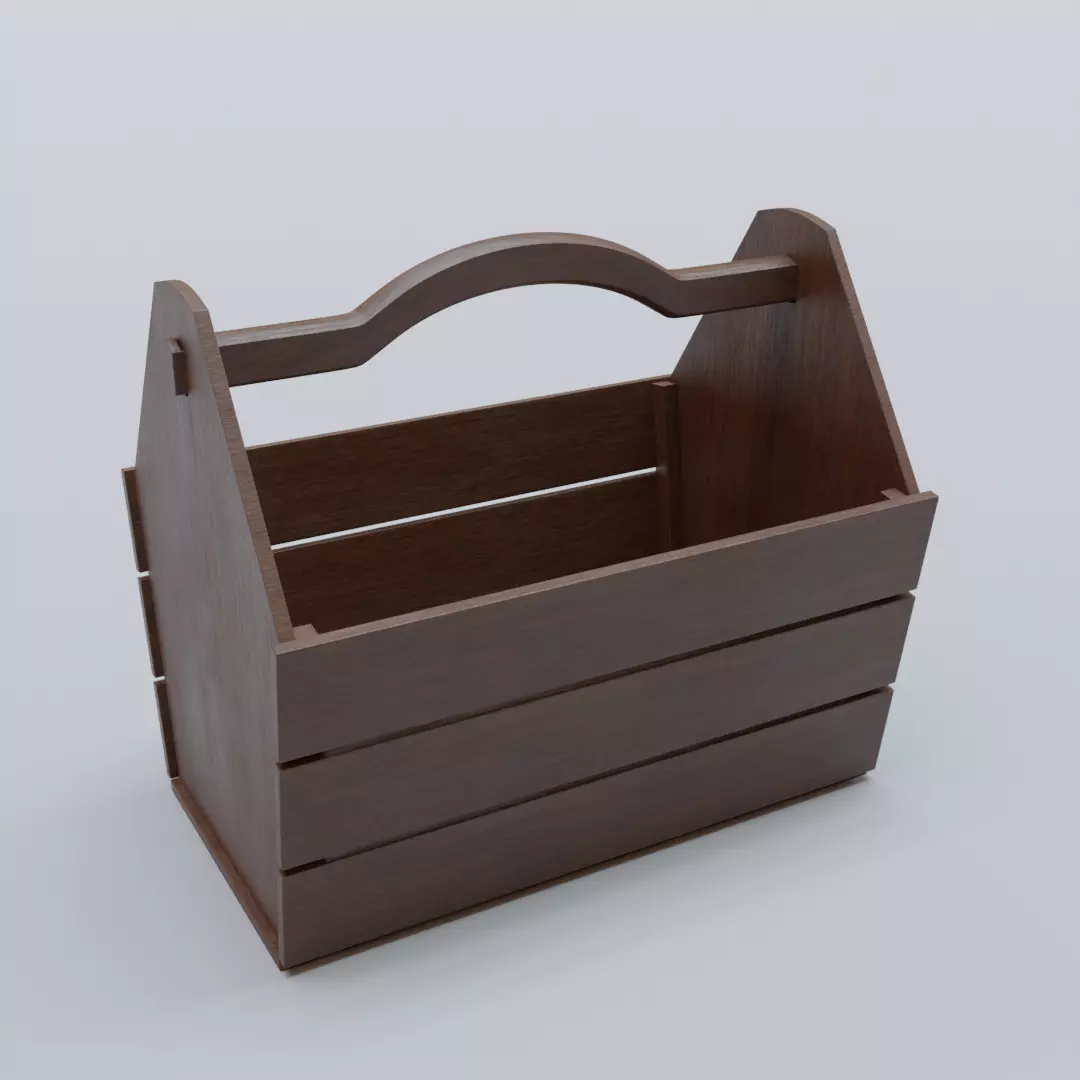 Wooden Basket 3D model_0