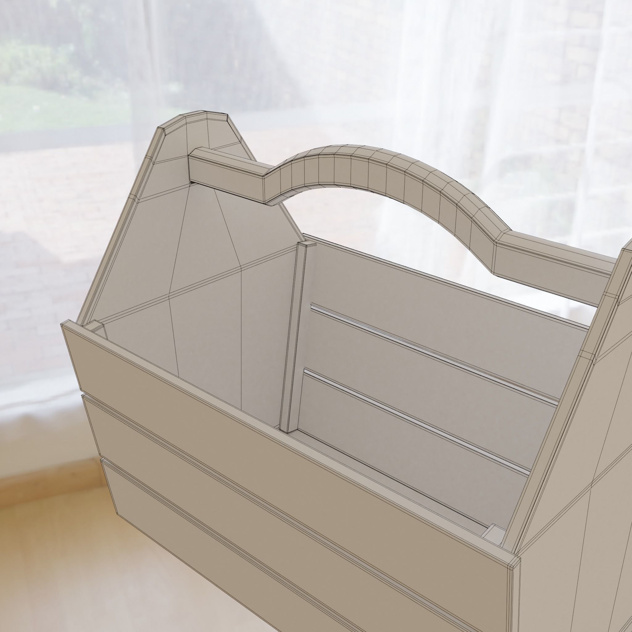 Wooden Basket 3D model_6