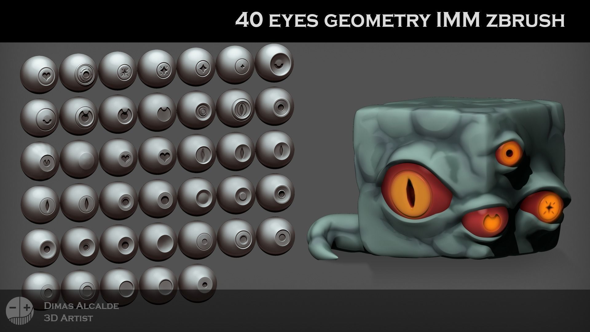 Eye Brush Gemetry IMM NEW Shapes Lowpoly for OTHER softwares Low-poly 3D model_3