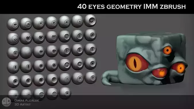 Eye Brush Gemetry IMM NEW Shapes Lowpoly for OTHER softwares Low-poly 3D model