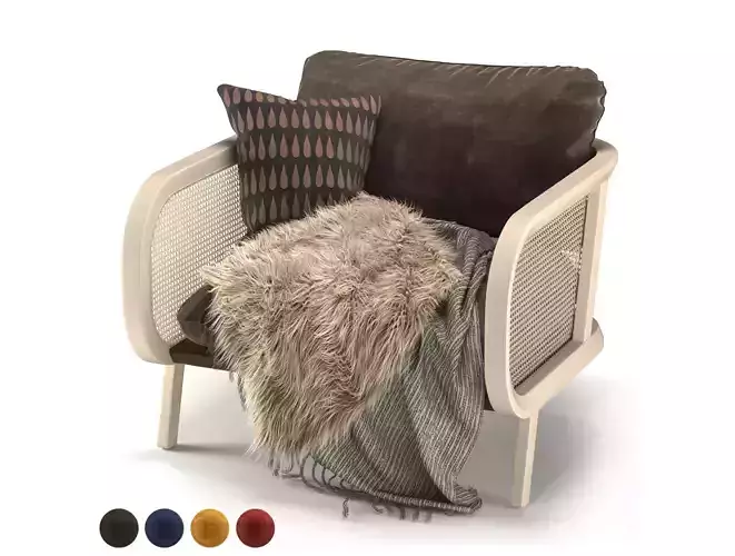 BuzziCane-1seat armchair with fur blanket