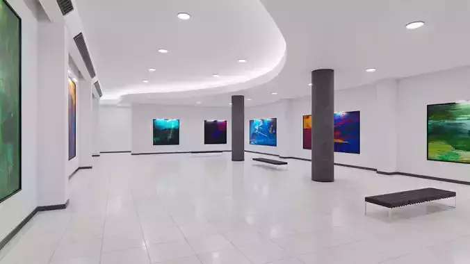 Art Museum Gallery Interior 3 Low-poly 3D model
