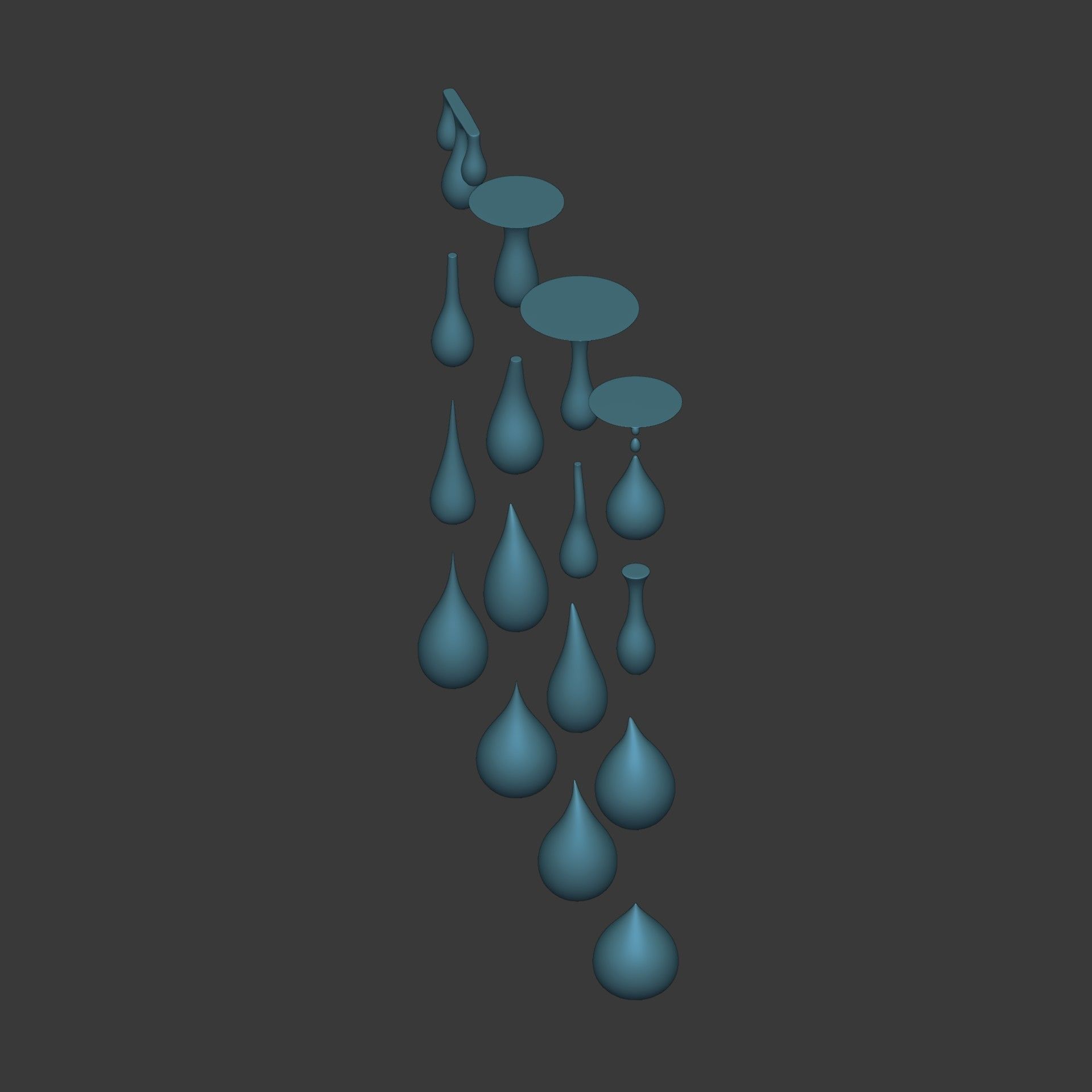 Water Drops pack Low-poly 3D model_7