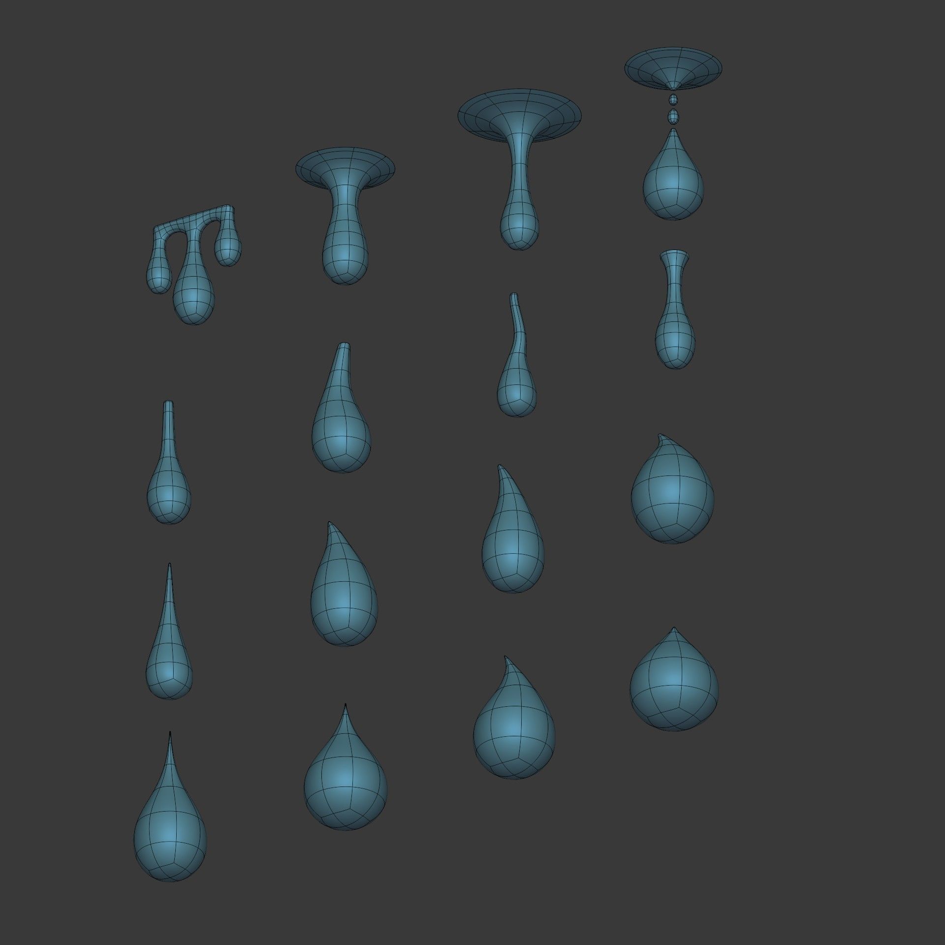 Water Drops pack Low-poly 3D model_10