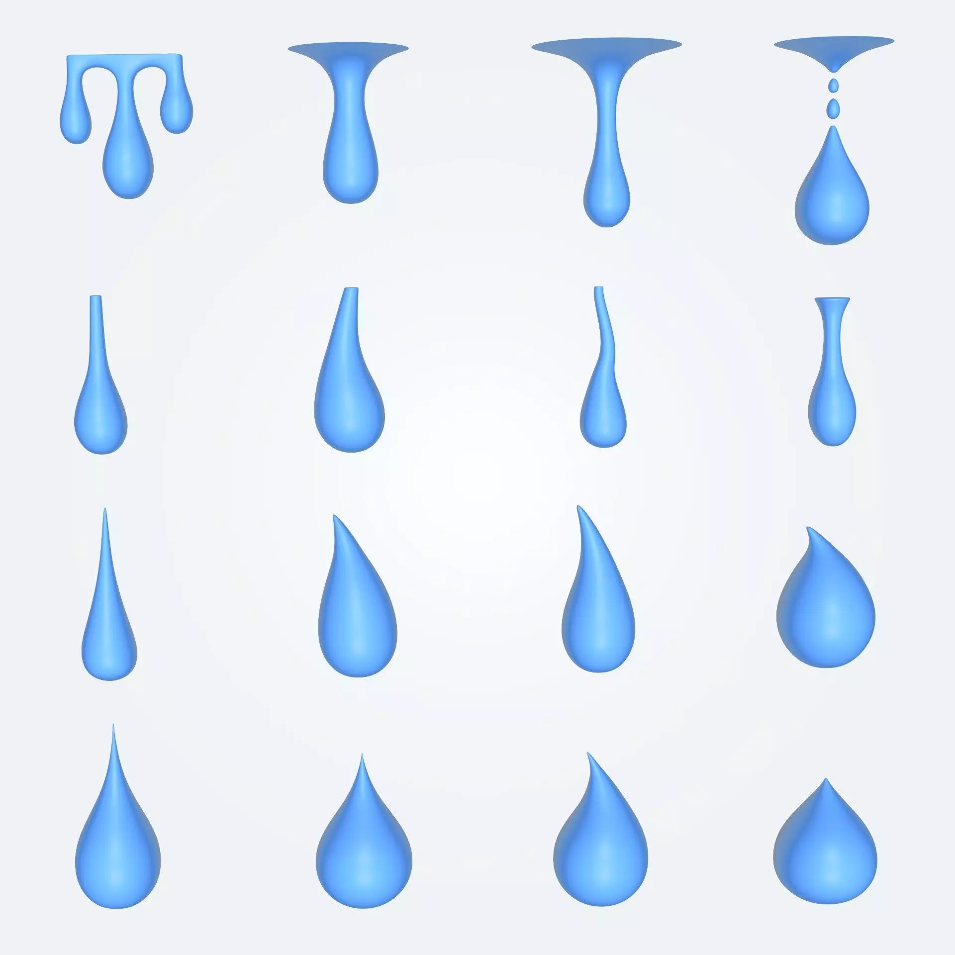 Water Drops pack Low-poly 3D model_0