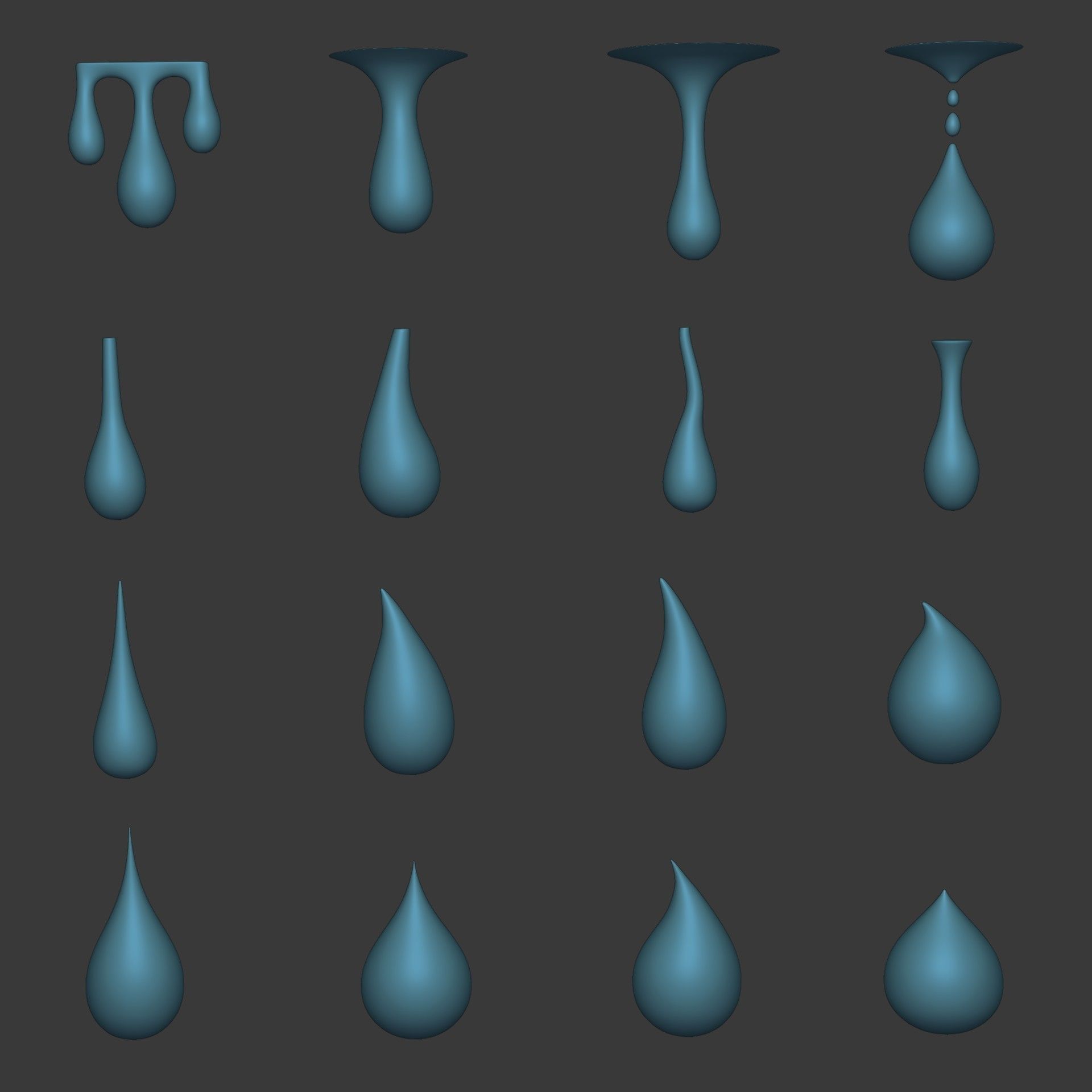 Water Drops pack Low-poly 3D model_1