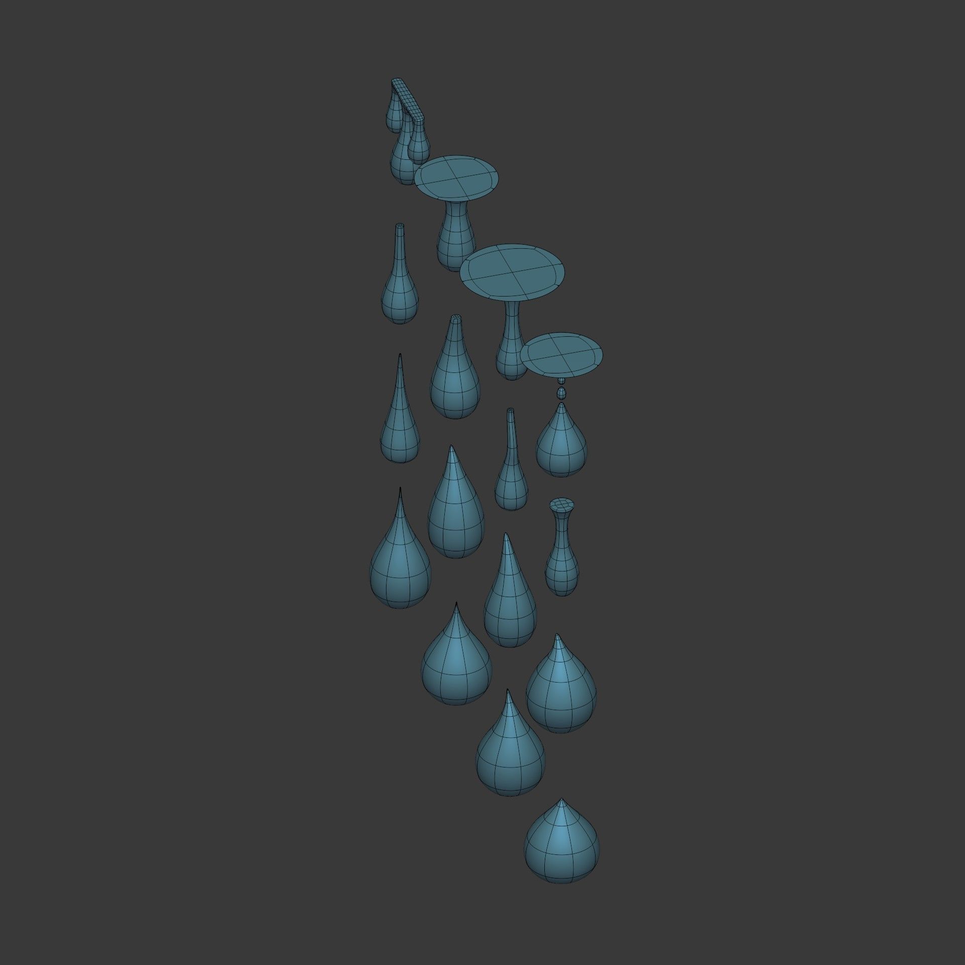 Water Drops pack Low-poly 3D model_8