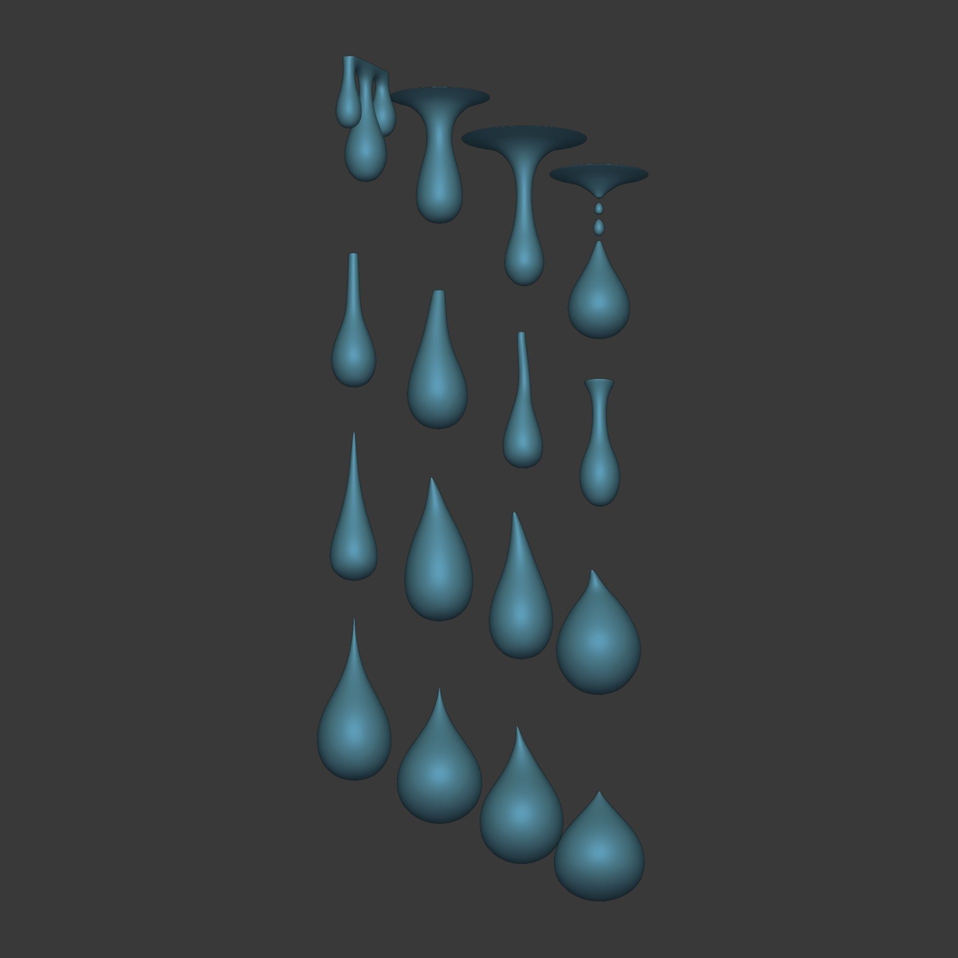 Water Drops pack Low-poly 3D model_11