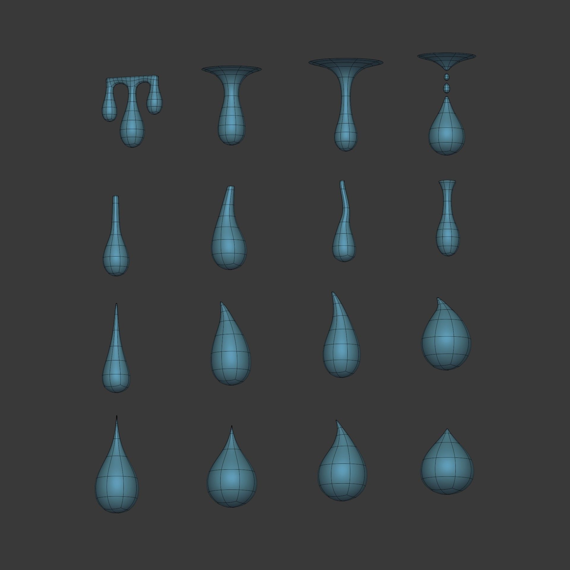 Water Drops pack Low-poly 3D model_4