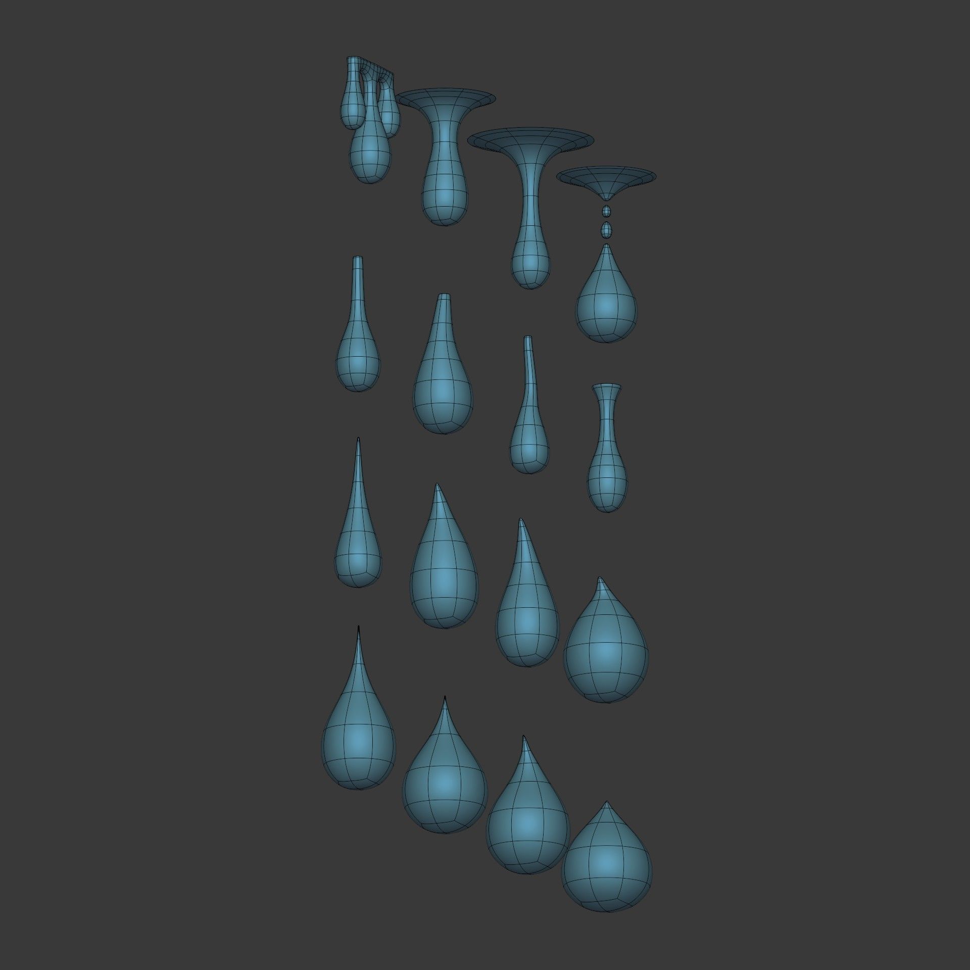 Water Drops pack Low-poly 3D model_12