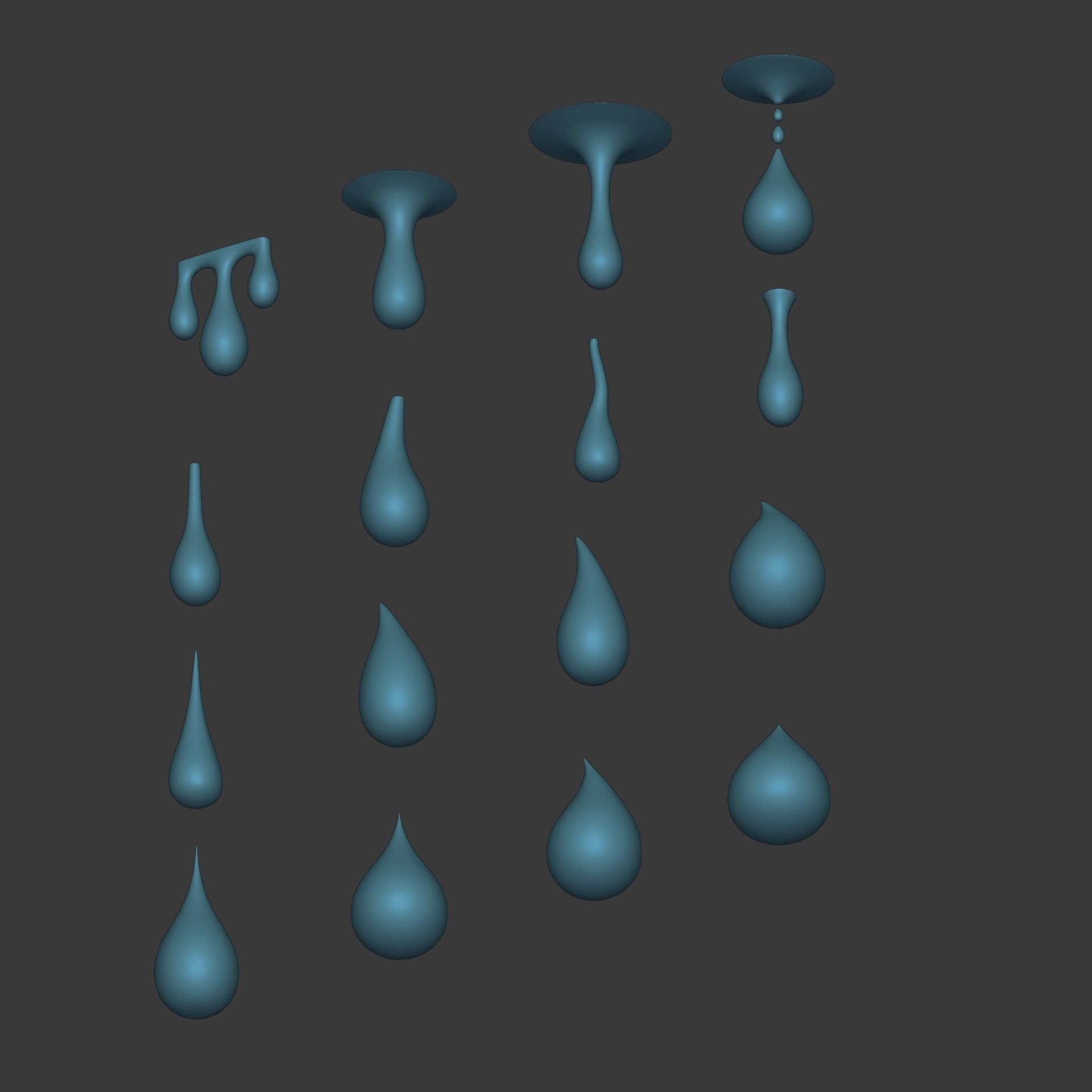 Water Drops pack Low-poly 3D model_9