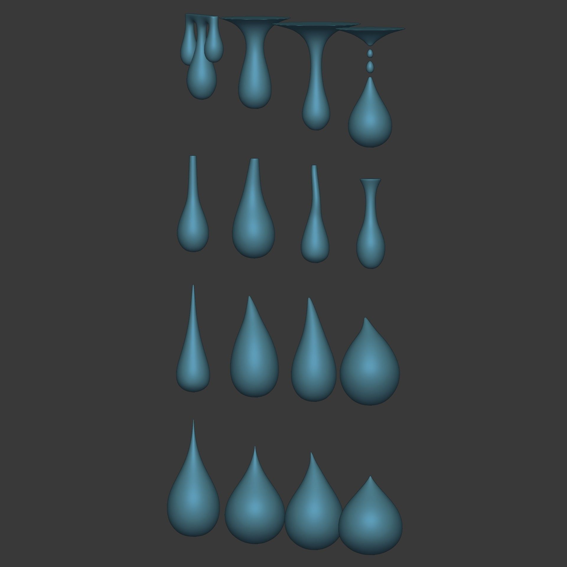 Water Drops pack Low-poly 3D model_5