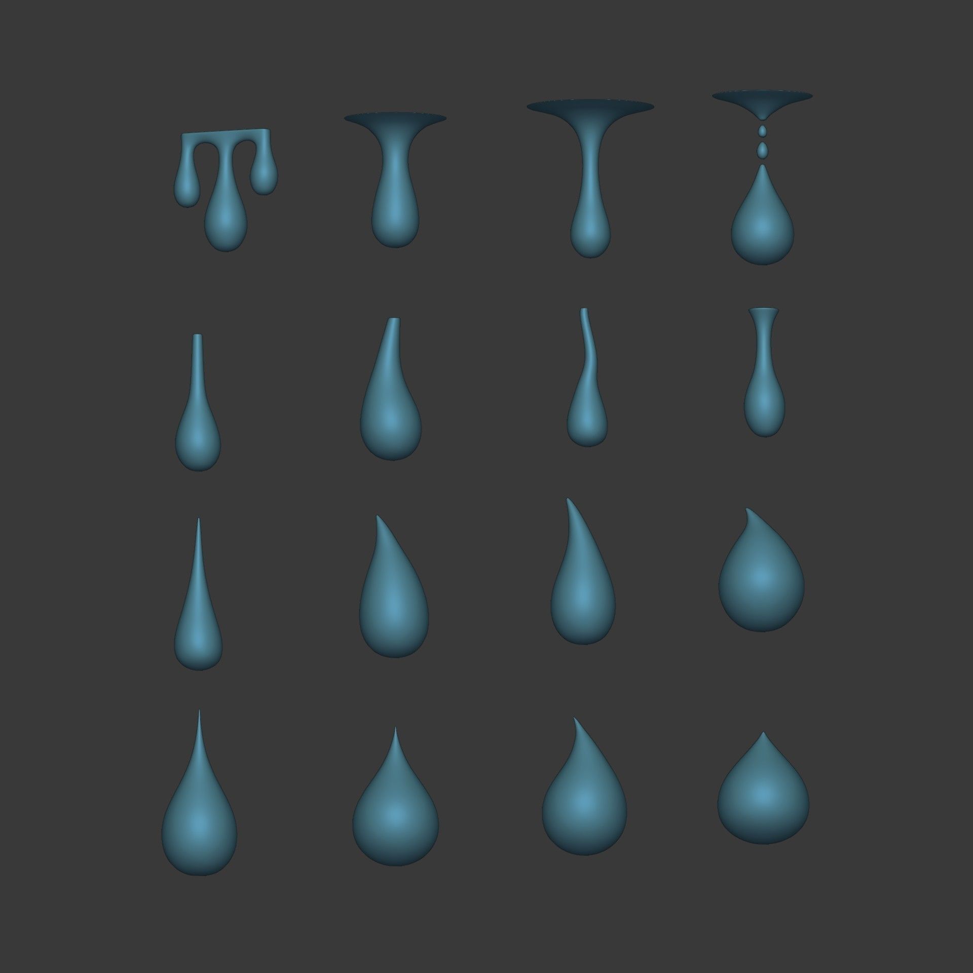 Water Drops pack Low-poly 3D model_3
