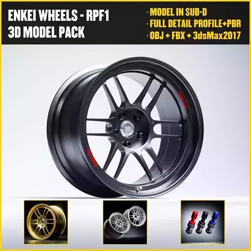 Enkei Wheels - RPF1 Low-poly 3D model