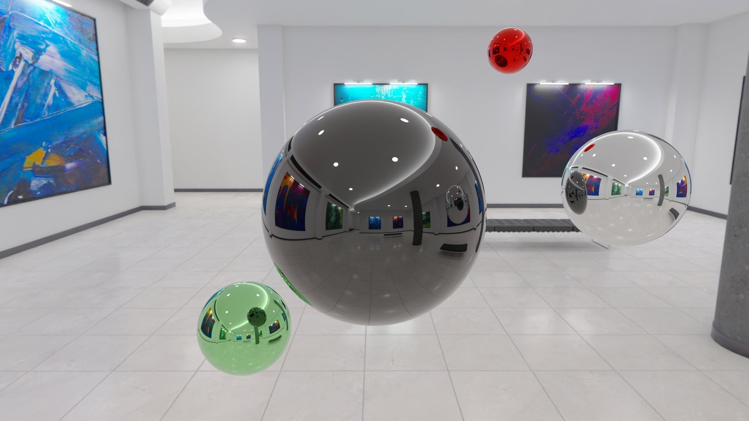 HDRI - Art Museum Gallery Interior 3 - 8192x4096 Texture_1