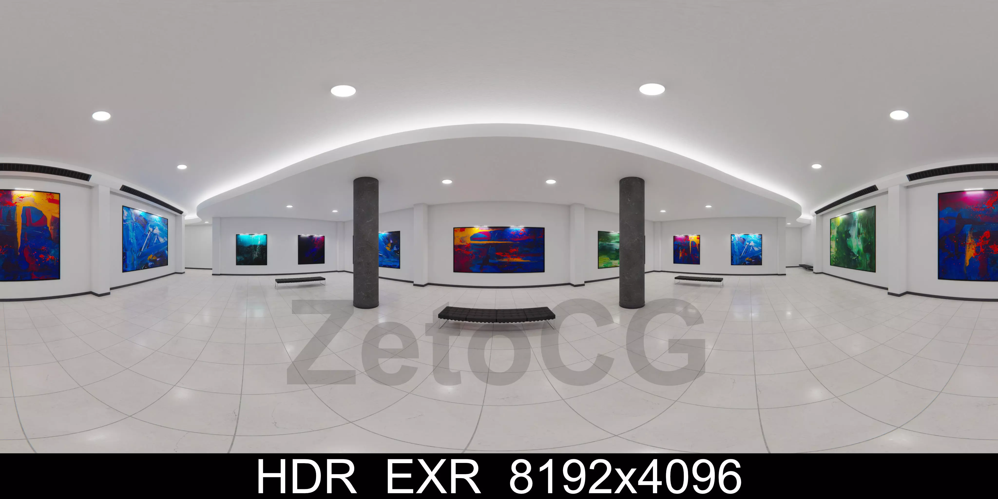 HDRI - Art Museum Gallery Interior 3 - 8192x4096 Texture_0