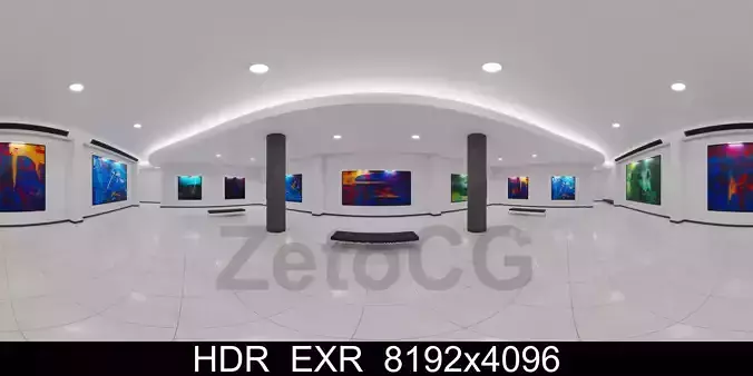 HDRI - Art Museum Gallery Interior 3 - 8192x4096 Texture