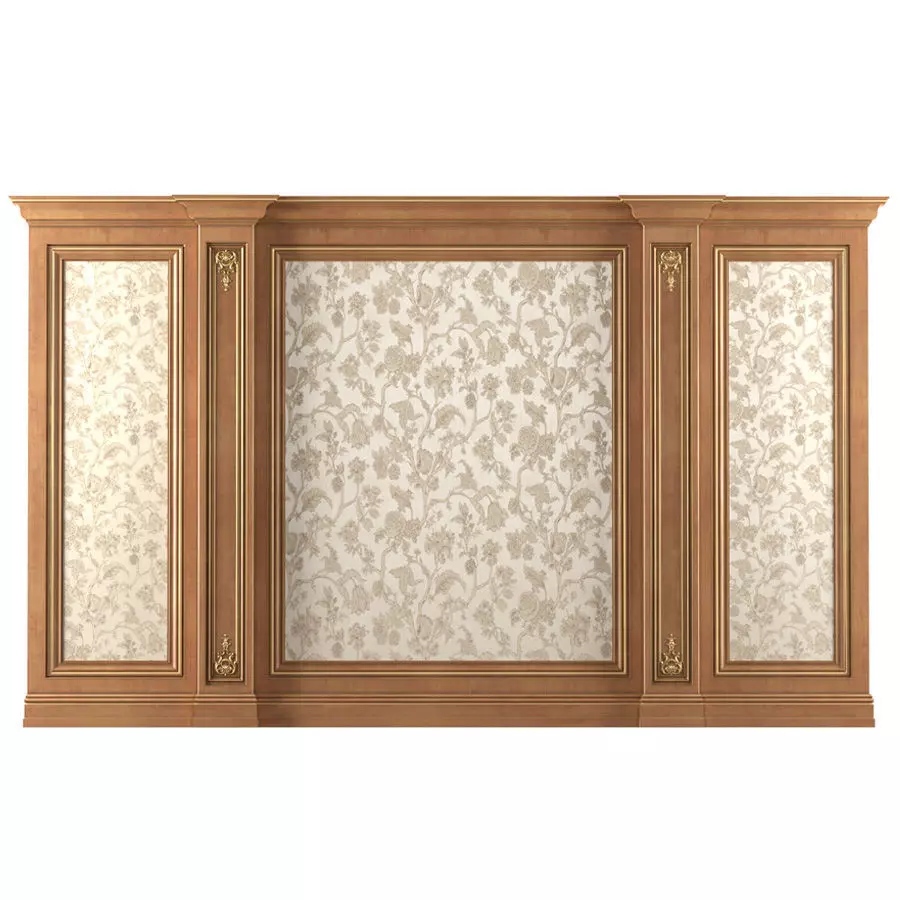 Wall wood boiserie paneling 3D model_0