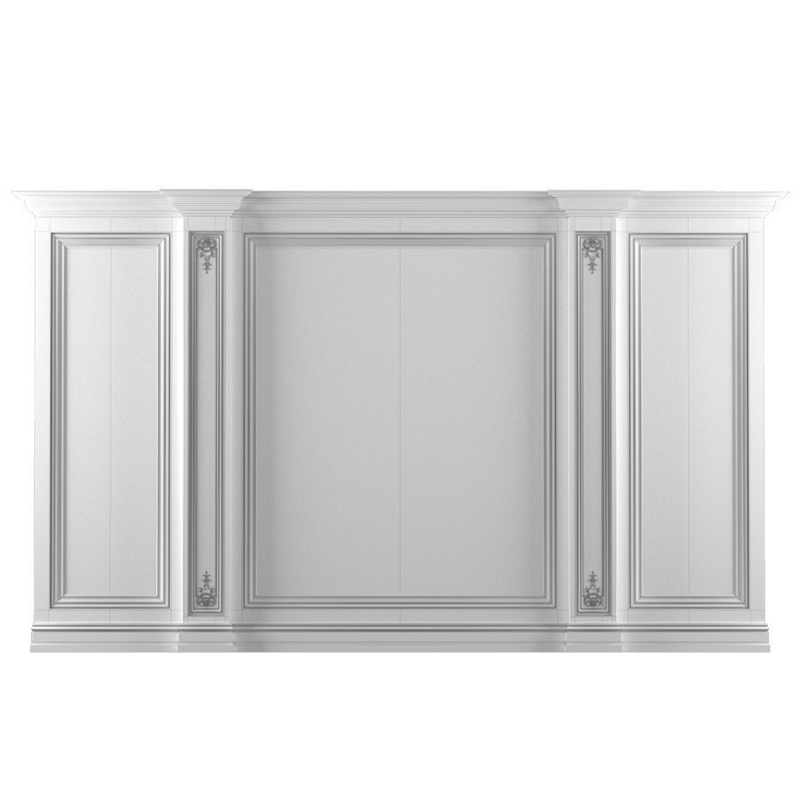 Wall wood boiserie paneling 3D model_2