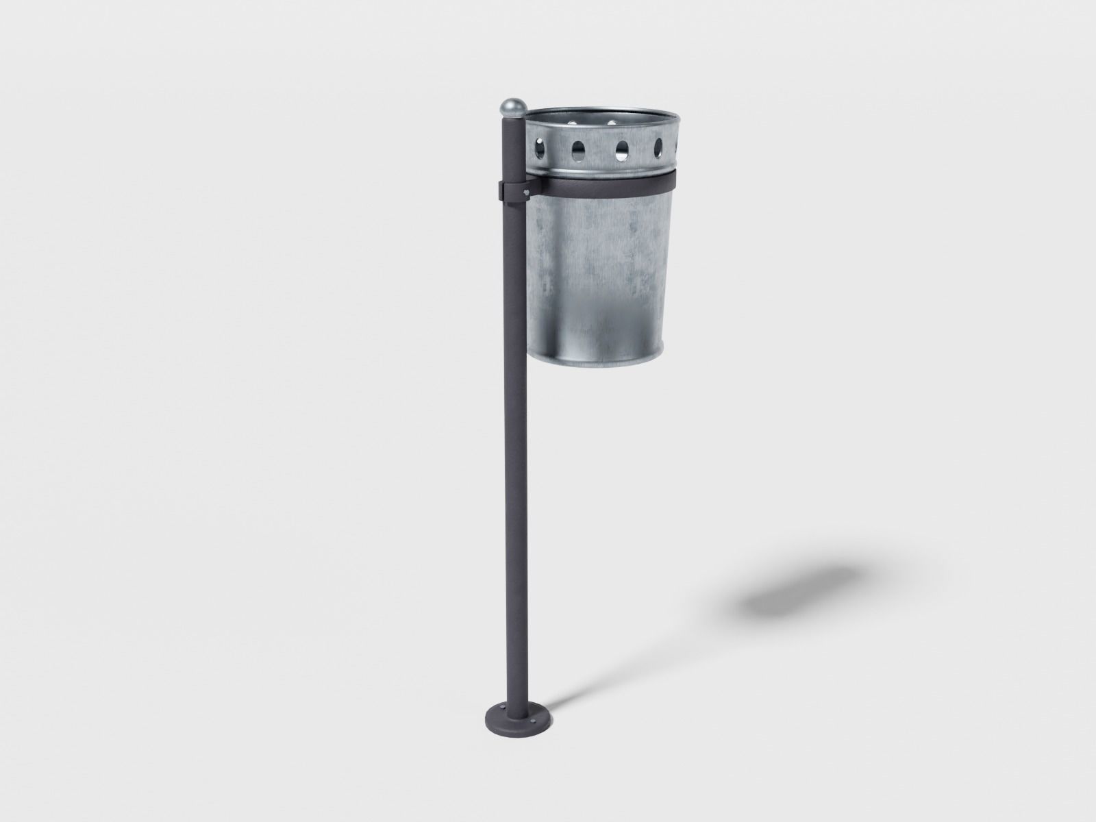 Street waste basket Low-poly 3D model_4