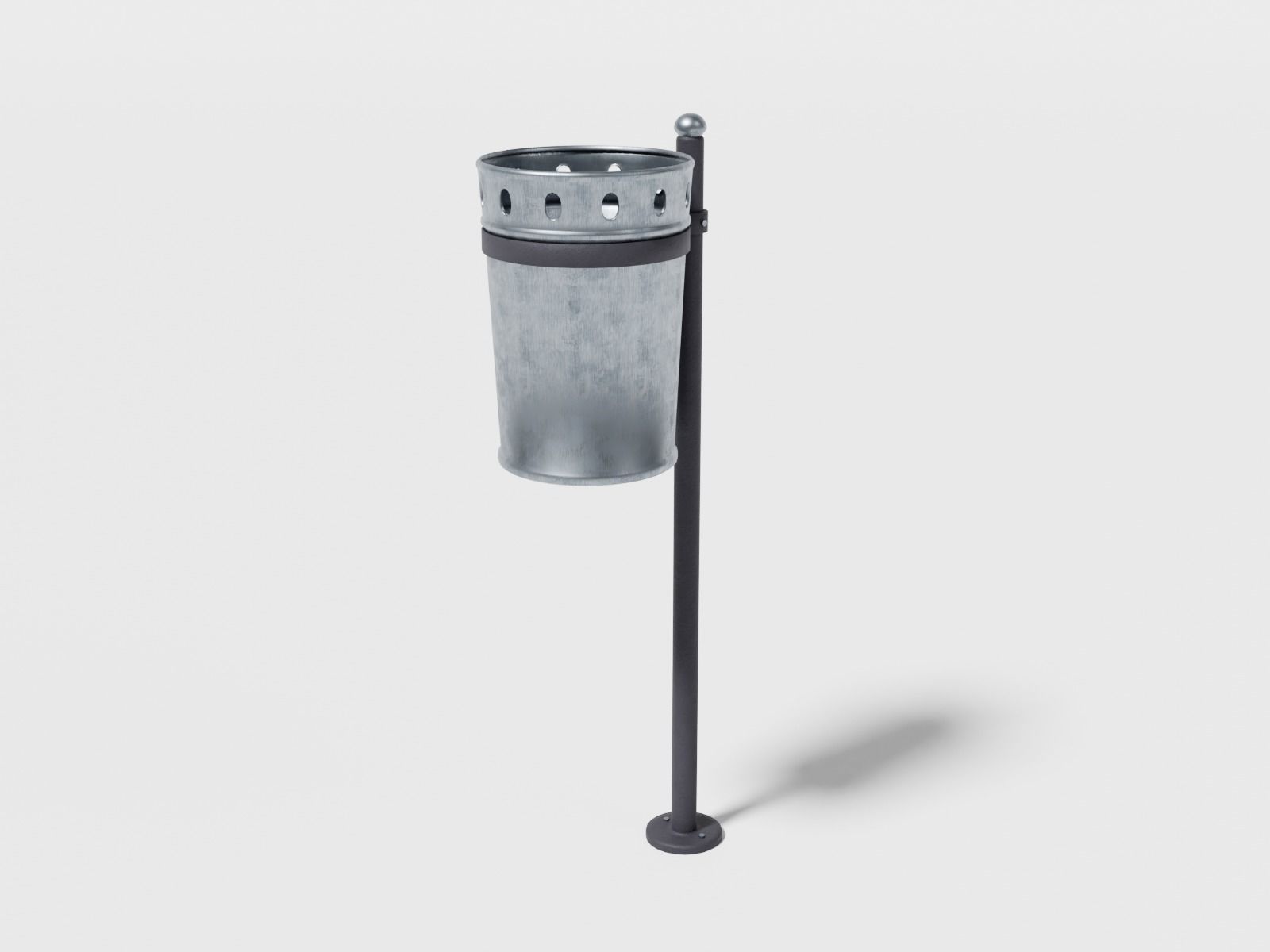 Street waste basket Low-poly 3D model_3
