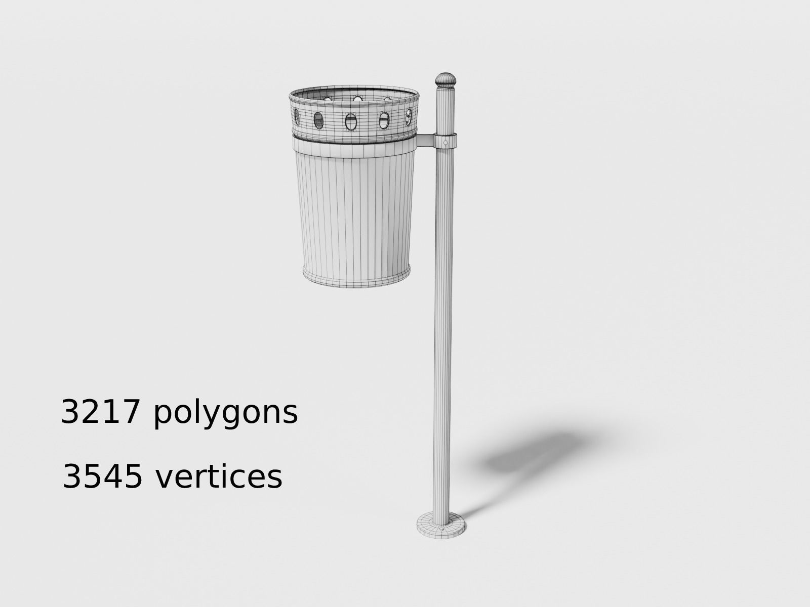 Street waste basket Low-poly 3D model_8