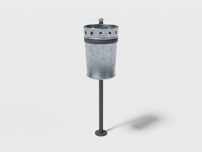 Street waste basket Low-poly 3D model