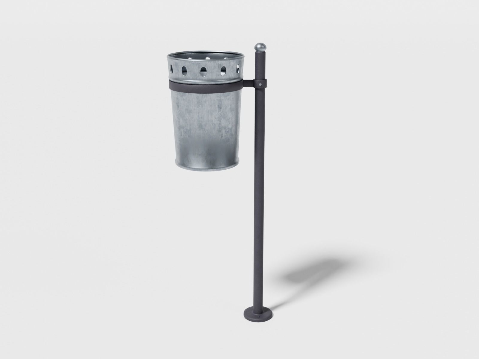 Street waste basket Low-poly 3D model_2