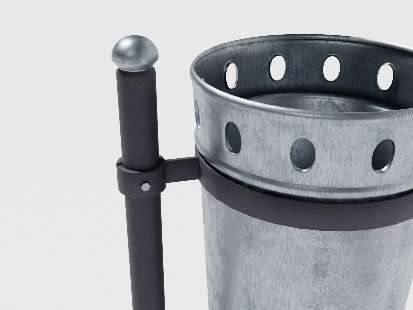 Street waste basket Low-poly 3D model_5