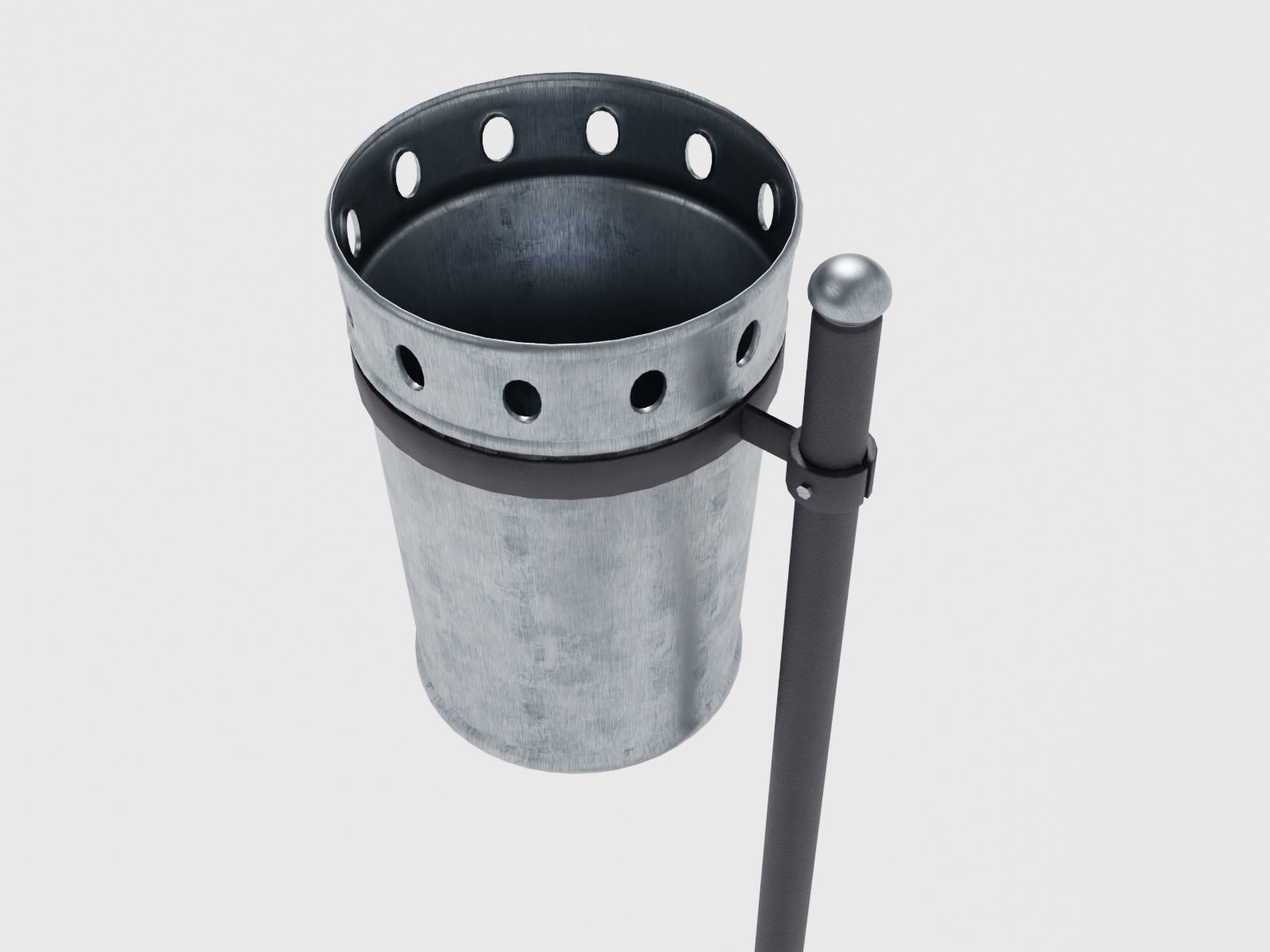 Street waste basket Low-poly 3D model_1