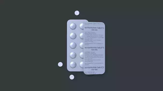 Pills Motriprofen Low-poly 3D model