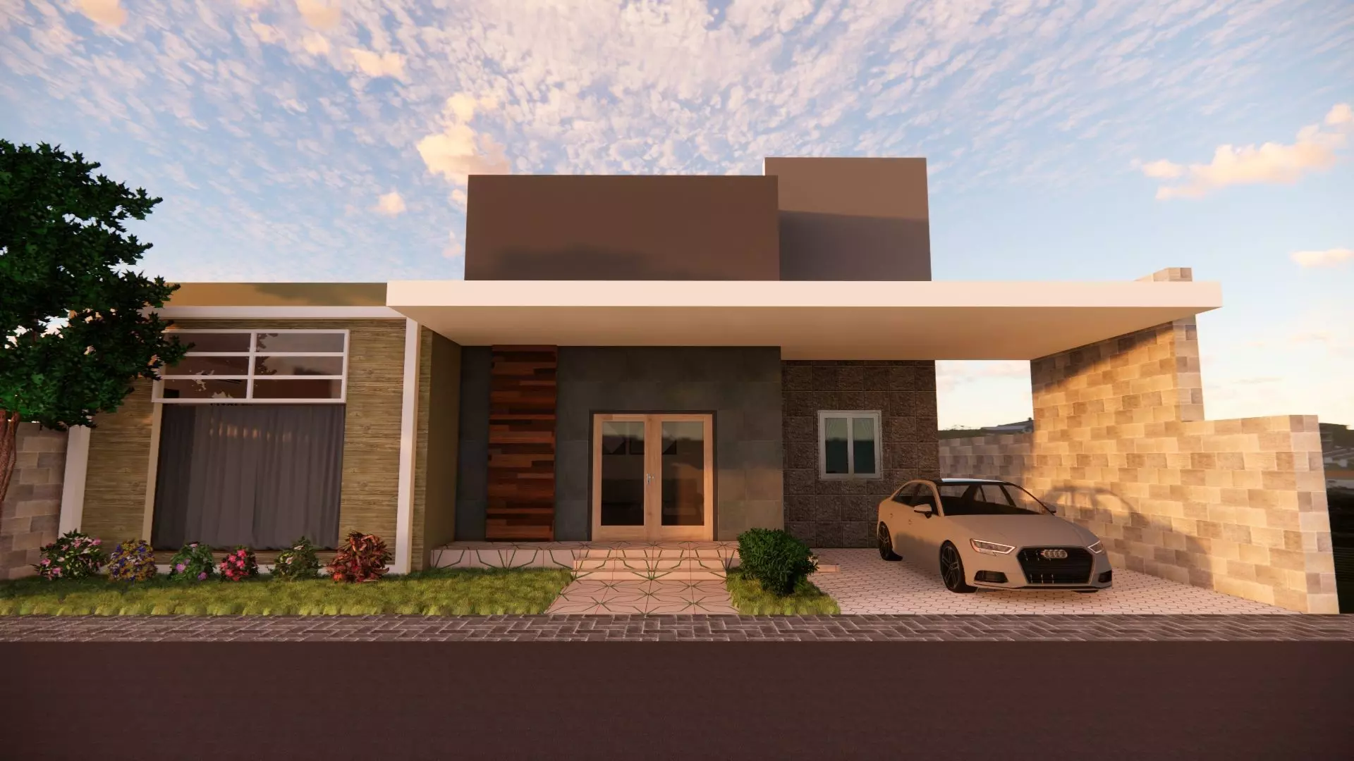 Modern Minimalist House 3D model_0