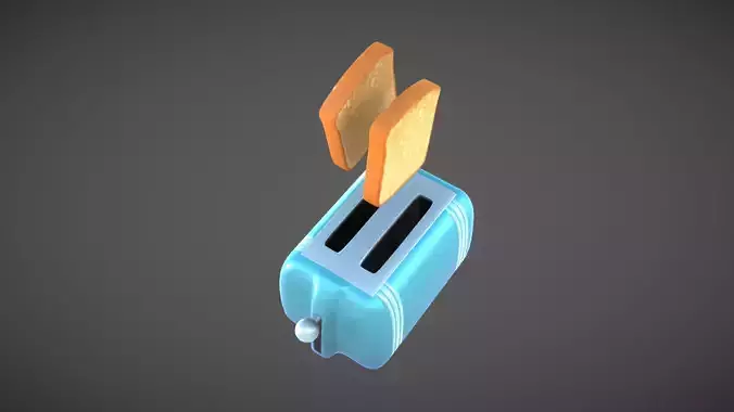 Toaster with bread Low-poly 3D model