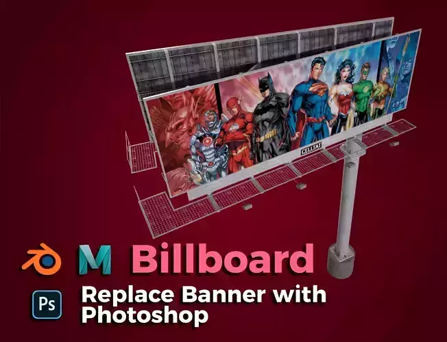 Billboard 01 - Power Poles Low-poly 3D model