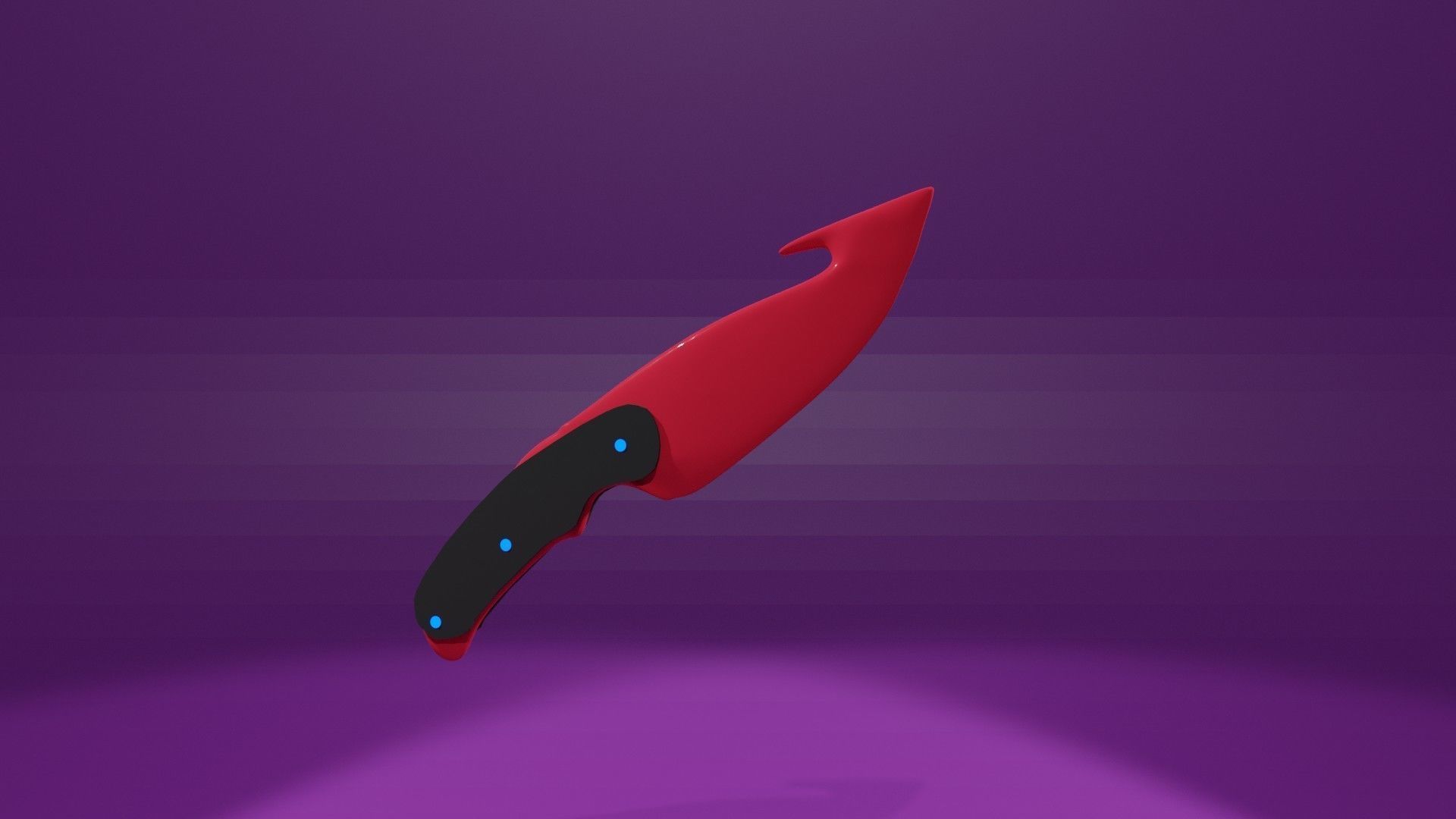Knife with a hook blade Low-poly 3D model_2